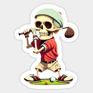 Swing of the Undead Funny Golfing Skeleton Golfer Halloween Pattern Sticker